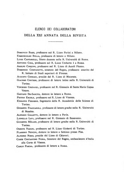 Rivista di filologia e d'istruzione classica