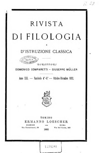 Rivista di filologia e d'istruzione classica