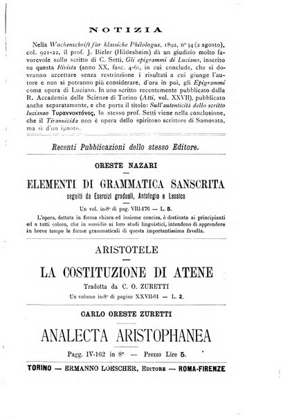 Rivista di filologia e d'istruzione classica