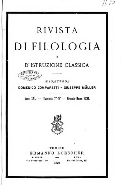 Rivista di filologia e d'istruzione classica