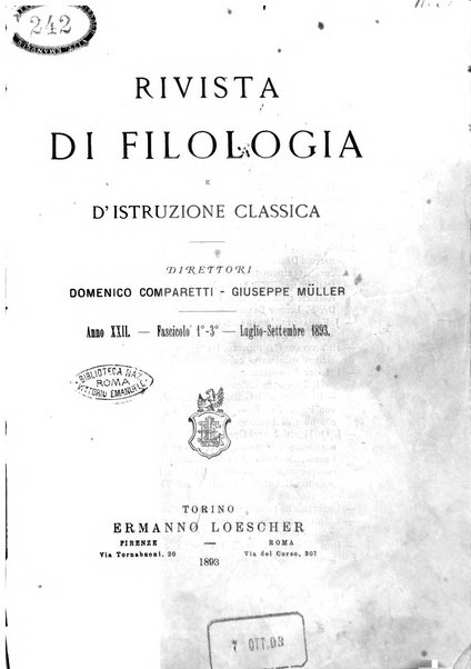 Rivista di filologia e d'istruzione classica