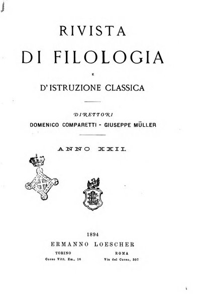 Rivista di filologia e d'istruzione classica