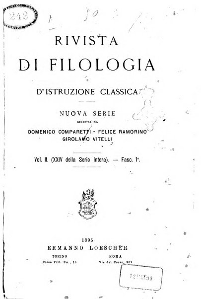 Rivista di filologia e d'istruzione classica