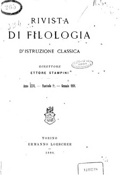 Rivista di filologia e d'istruzione classica