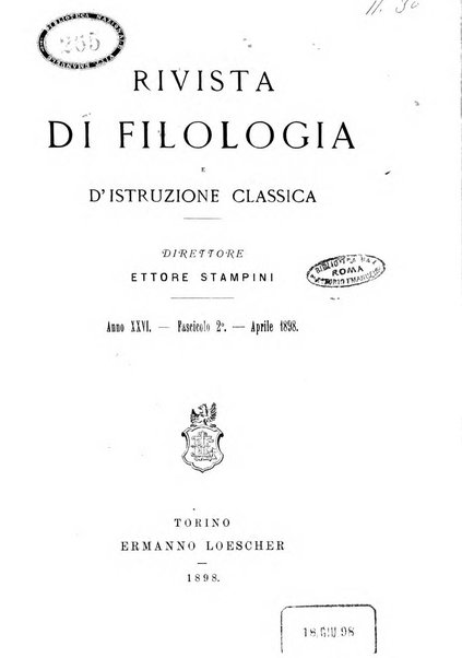 Rivista di filologia e d'istruzione classica