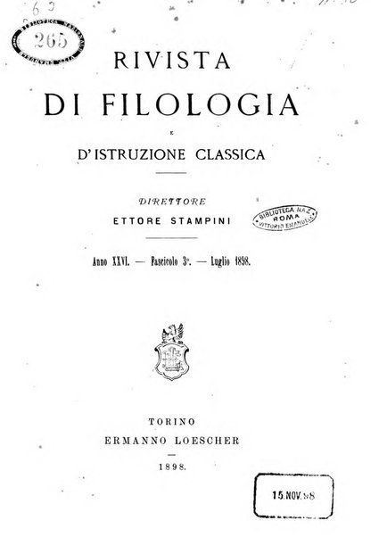 Rivista di filologia e d'istruzione classica