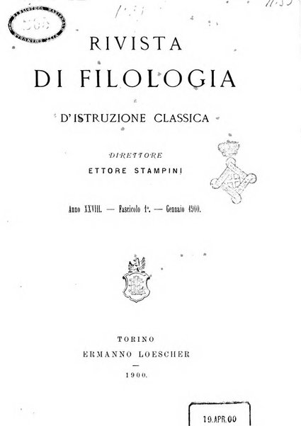 Rivista di filologia e d'istruzione classica