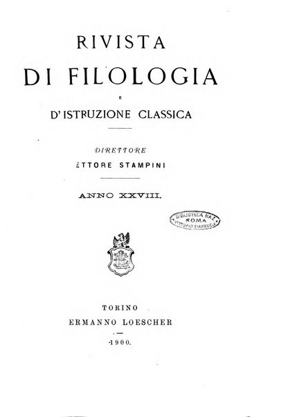 Rivista di filologia e d'istruzione classica