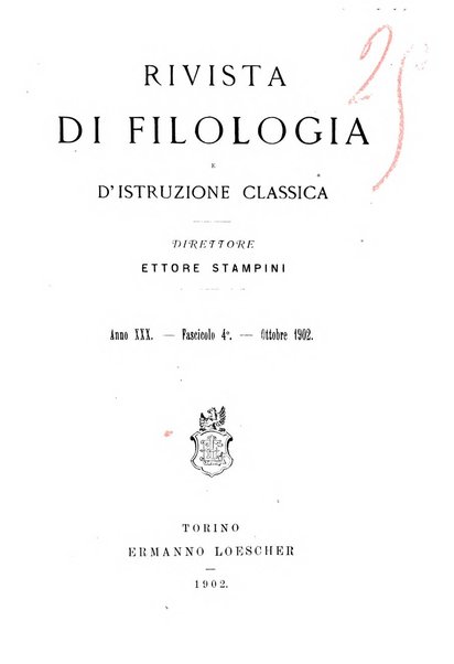 Rivista di filologia e d'istruzione classica