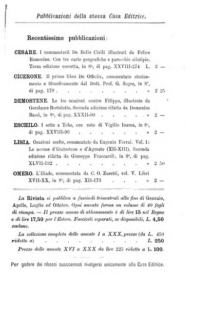 Rivista di filologia e d'istruzione classica