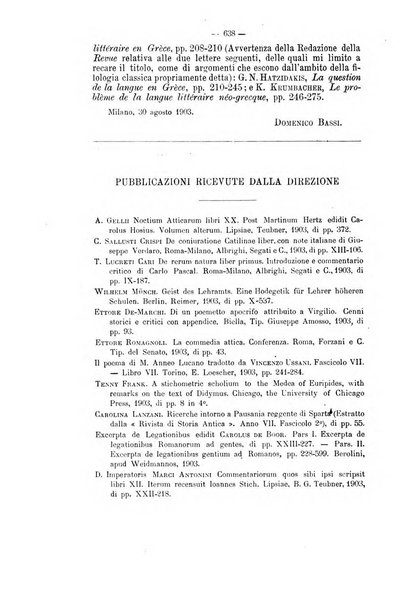 Rivista di filologia e d'istruzione classica