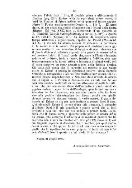 Rivista di filologia e d'istruzione classica