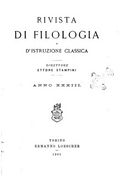 Rivista di filologia e d'istruzione classica