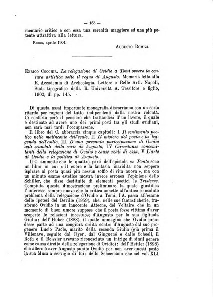 Rivista di filologia e d'istruzione classica