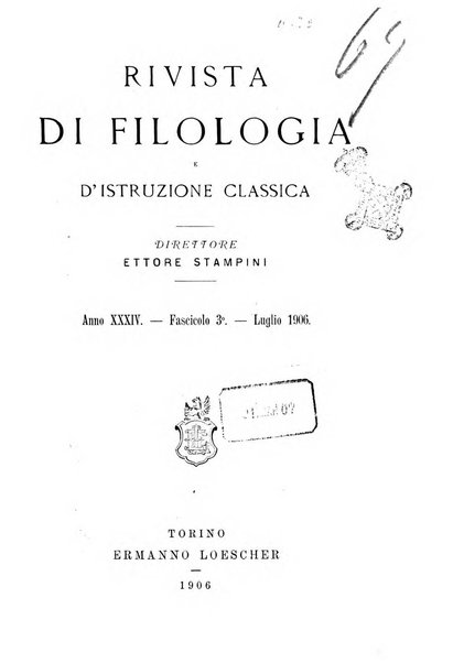 Rivista di filologia e d'istruzione classica