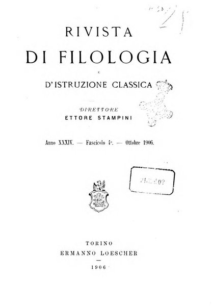 Rivista di filologia e d'istruzione classica