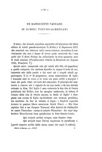 Rivista di filologia e d'istruzione classica