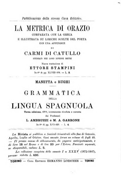 Rivista di filologia e d'istruzione classica