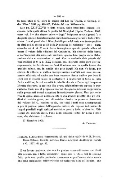 Rivista di filologia e d'istruzione classica