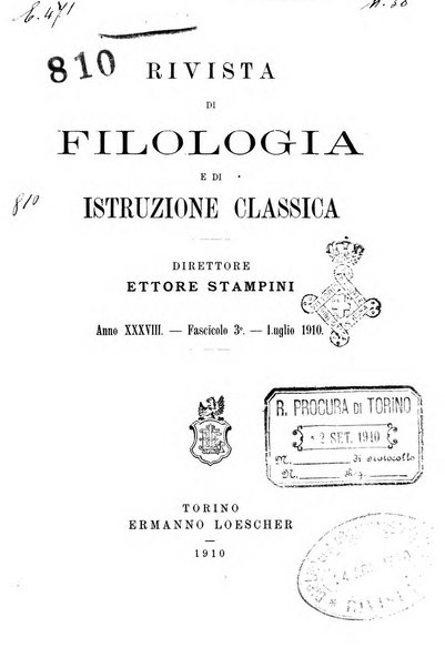 Rivista di filologia e d'istruzione classica