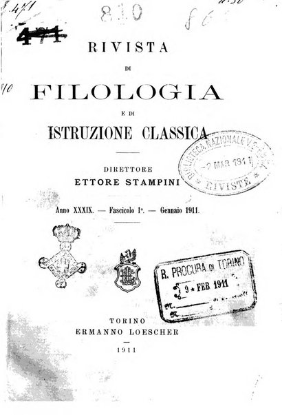 Rivista di filologia e d'istruzione classica