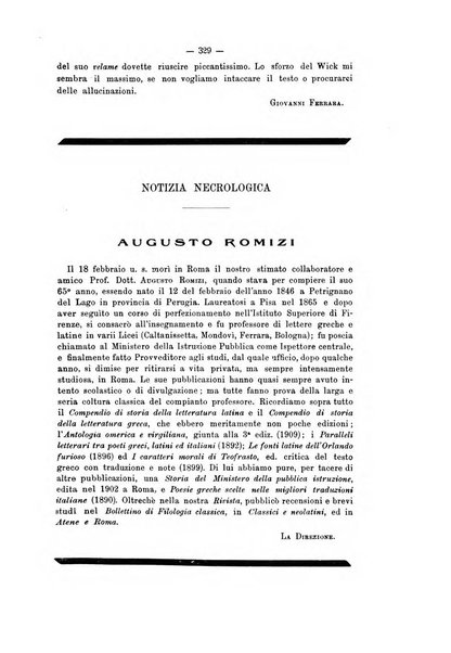 Rivista di filologia e d'istruzione classica