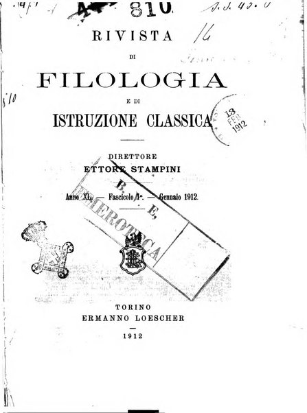 Rivista di filologia e d'istruzione classica