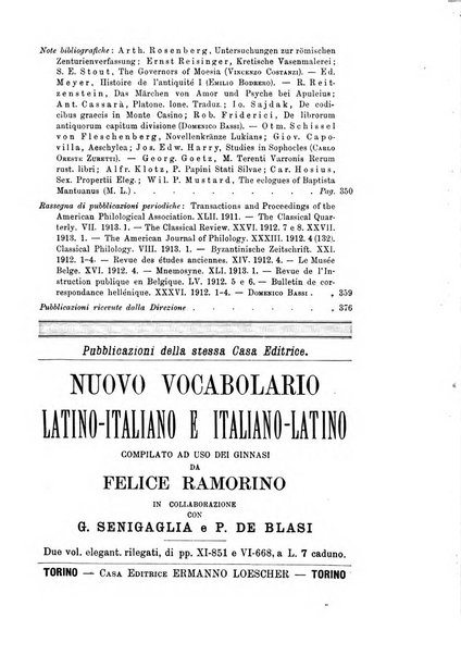 Rivista di filologia e d'istruzione classica