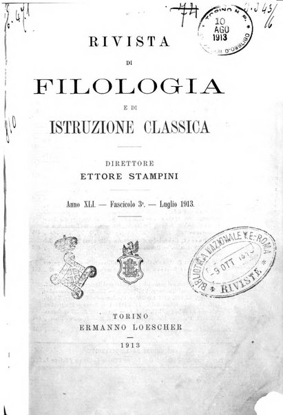 Rivista di filologia e d'istruzione classica