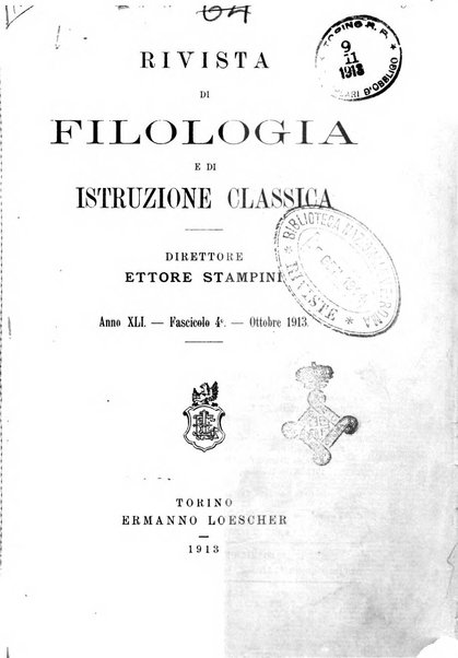 Rivista di filologia e d'istruzione classica