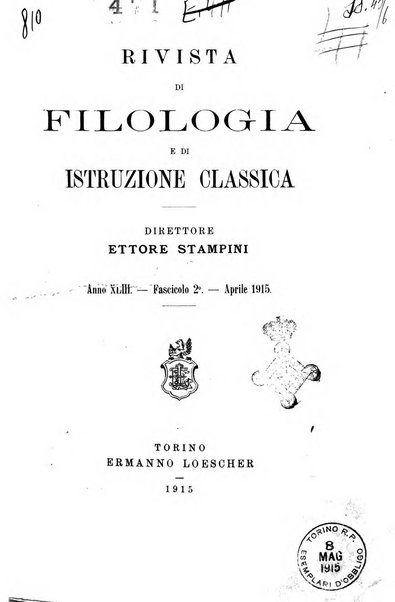 Rivista di filologia e d'istruzione classica