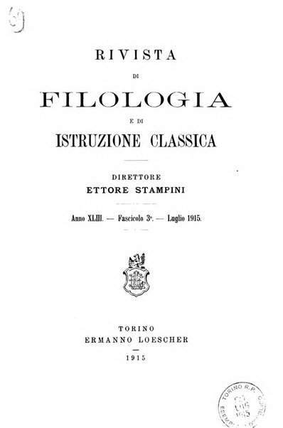 Rivista di filologia e d'istruzione classica