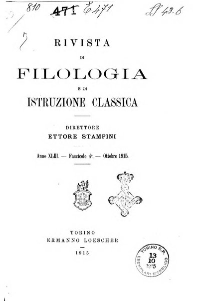 Rivista di filologia e d'istruzione classica