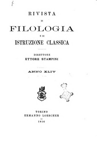 Rivista di filologia e d'istruzione classica