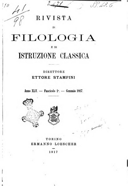 Rivista di filologia e d'istruzione classica