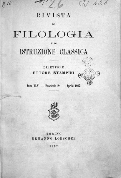 Rivista di filologia e d'istruzione classica