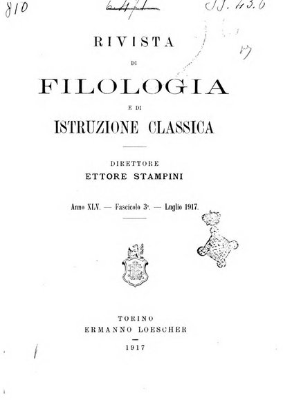 Rivista di filologia e d'istruzione classica