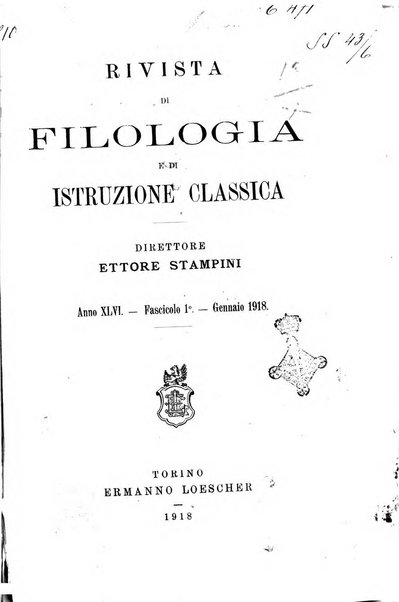 Rivista di filologia e d'istruzione classica