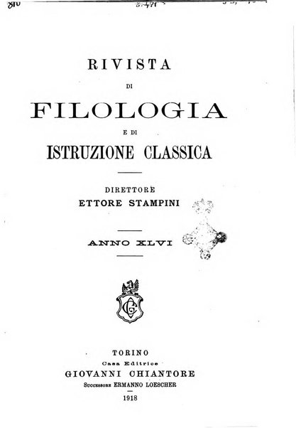 Rivista di filologia e d'istruzione classica