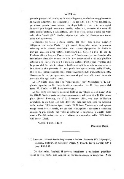 Rivista di filologia e d'istruzione classica