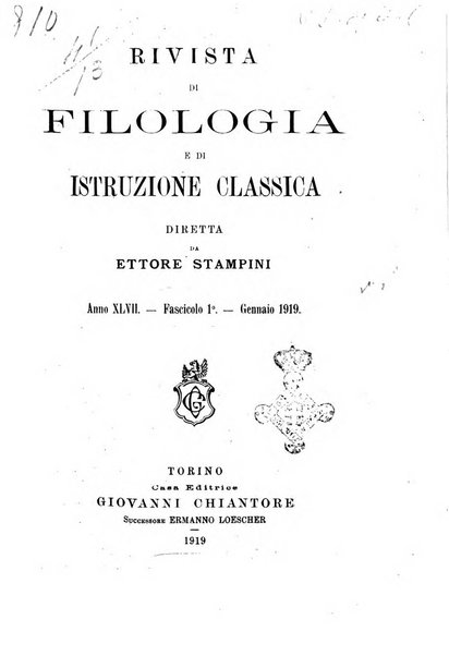 Rivista di filologia e d'istruzione classica