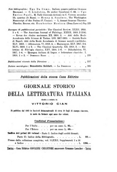 Rivista di filologia e d'istruzione classica