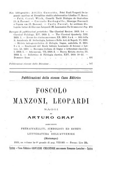 Rivista di filologia e d'istruzione classica