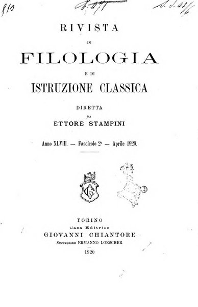 Rivista di filologia e d'istruzione classica