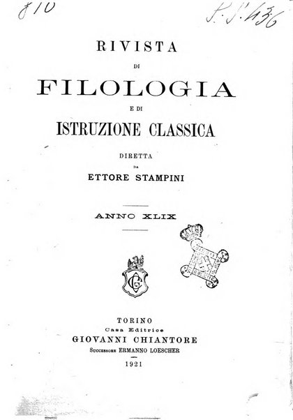 Rivista di filologia e d'istruzione classica