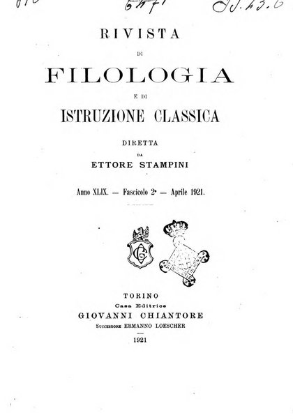 Rivista di filologia e d'istruzione classica