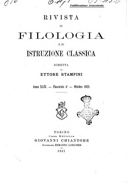 Rivista di filologia e d'istruzione classica