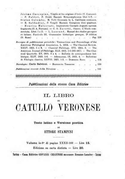 Rivista di filologia e d'istruzione classica