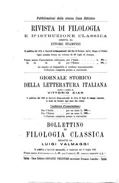 Rivista di filologia e d'istruzione classica