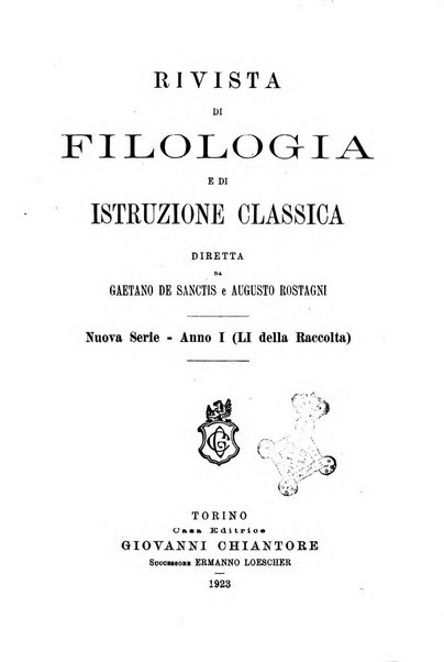 Rivista di filologia e d'istruzione classica